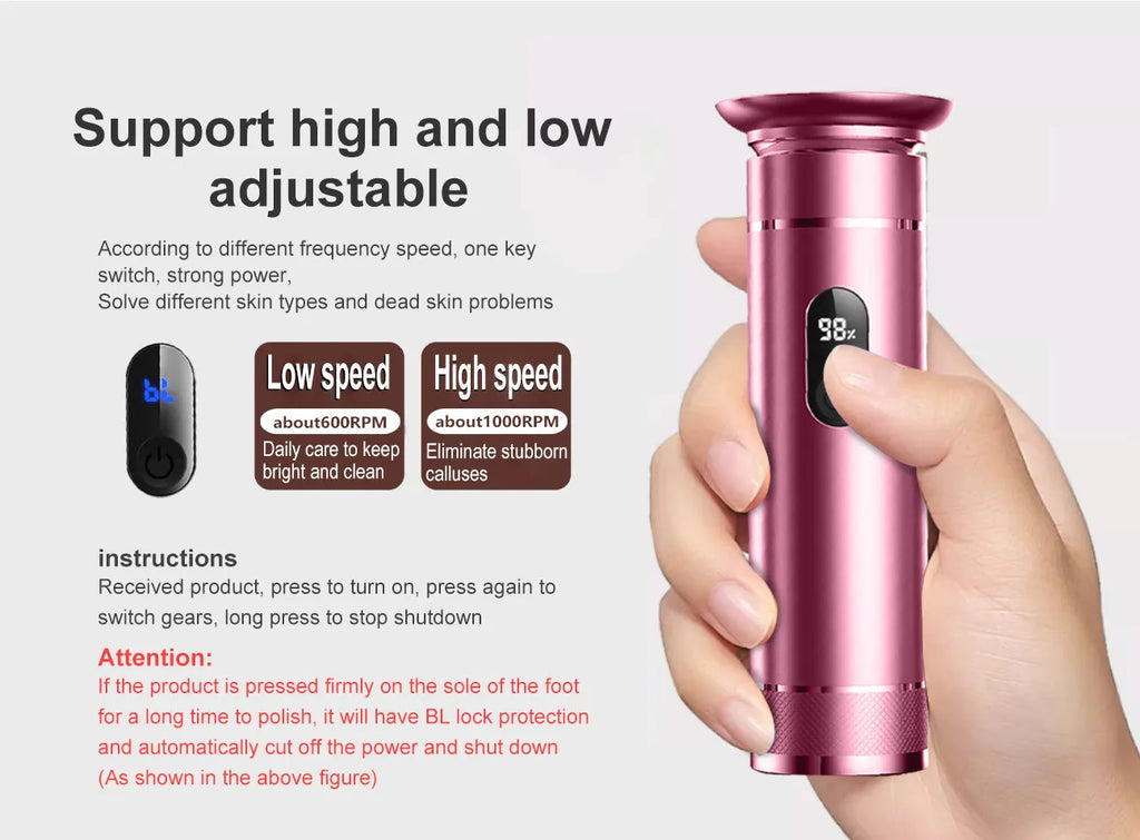 Aluminum Alloy Electric Foot Grinder For Feet - Dual Power Type-C/Battery, Callus & Dead Skin Remover Pedicure Tool