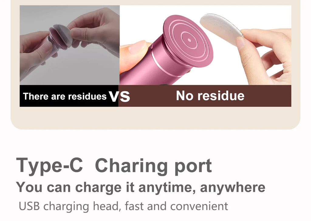 Aluminum Alloy Electric Foot Grinder For Feet - Dual Power Type-C/Battery, Callus & Dead Skin Remover Pedicure Tool