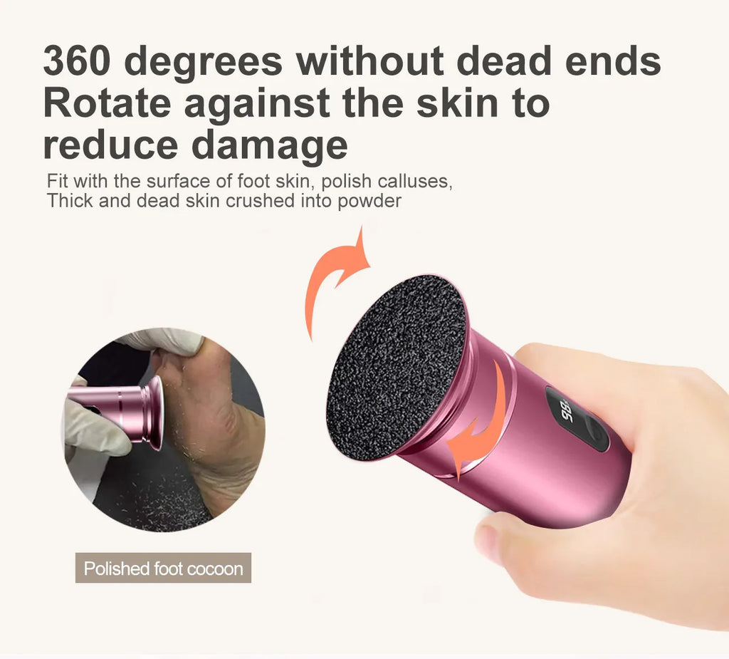 Aluminum Alloy Electric Foot Grinder For Feet - Dual Power Type-C/Battery, Callus & Dead Skin Remover Pedicure Tool
